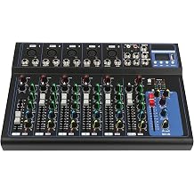 Professional 7 Channel Audio Mixer Sound Board Console Desk System Interface Bluetooth USB Connection Studio Audio Mixing Console Live Sound