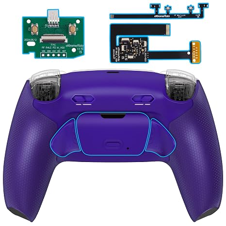 eXtremeRate RISE Plus MAX Back Paddles Kit with Clicky Trigger Stops & Rubberized Grip for PS5 Controller BDM-010 020, Remappable Back Buttons Kit for PS5 Controller - Galactic Purple - NO Controller