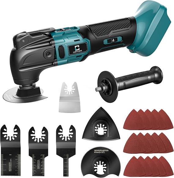 Cordless Oscillating Tool Compatible with Makita Battery, 21000 OPM Max Brushless-Motor Tool with Auxiliary Handle, Oscillating Multi-Tool for
