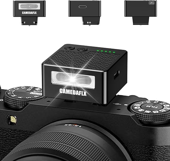 CF2 Mini Camera Flash-Aluminum Hot Shoe Flash,GN10,5 Power Levels Manual Camera Flash for Sony ZV1/Ricoh GR3/Fuji/Canon/Nikon/Mini Flash for Film Camera DSLR(Black).
