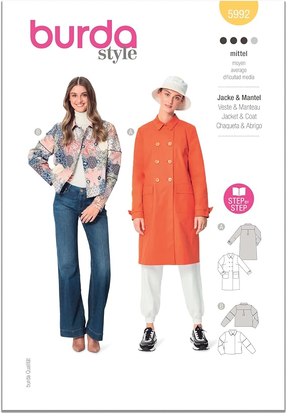 Burda Paper Sewing Pattern 5992 Coats, Jackets 8-18 (34-44)