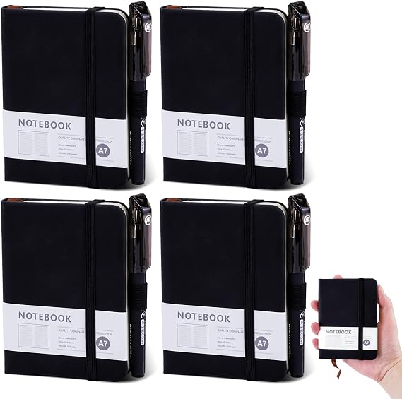 4pcs Small Notebooks Pocket Size, A7 Notebook Field Notes