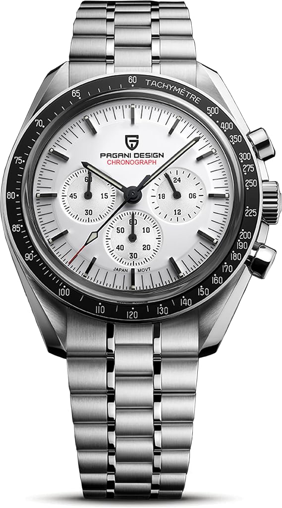 Pagani Design 1701 Watches for Men, Chronograph, VK63 Japanese Quartz Movement, Stainless Steel Bracelet, Water Resistant to 330 Feet（100m）, Sapphire Glass Sports Watch for Men.