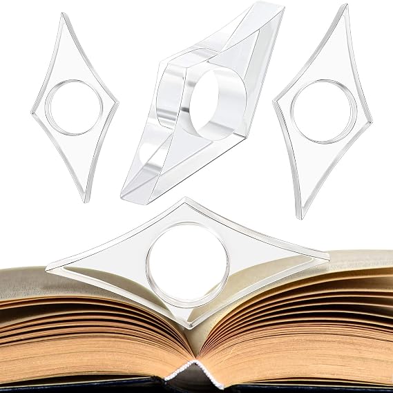 Book Page Holder Clear Page Spreader Transparent Thumb Ring Page Holder Thumb Bookmark Acrylic Book Reading Accessories for Teachers Book Lovers Bookworm Literary Present in 3 Sizes (3 Pieces)