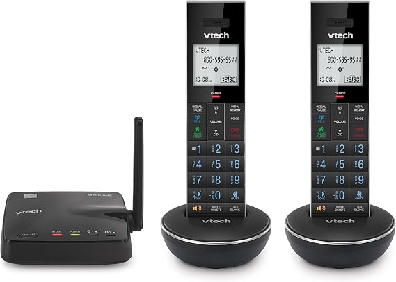 VTech LS6331-2 Expandable Cordless Phone 2 Handsets with DECT 6.0 Desk/Wall Mountable Transmitter, Bluetooth Connect-to-Cell, Full Duplex Handset Speakerphone, Landline Phone with Smart Call Blocker