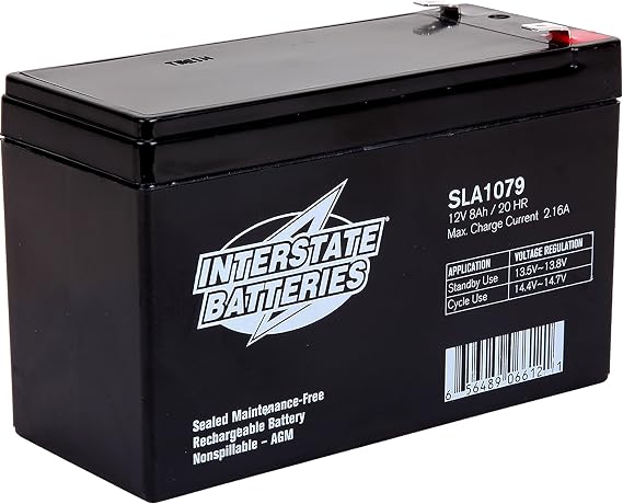 Interstate Batteries SLA Battery 12V 8Ah AGM VRLA (F2 Terminal) SLA1079