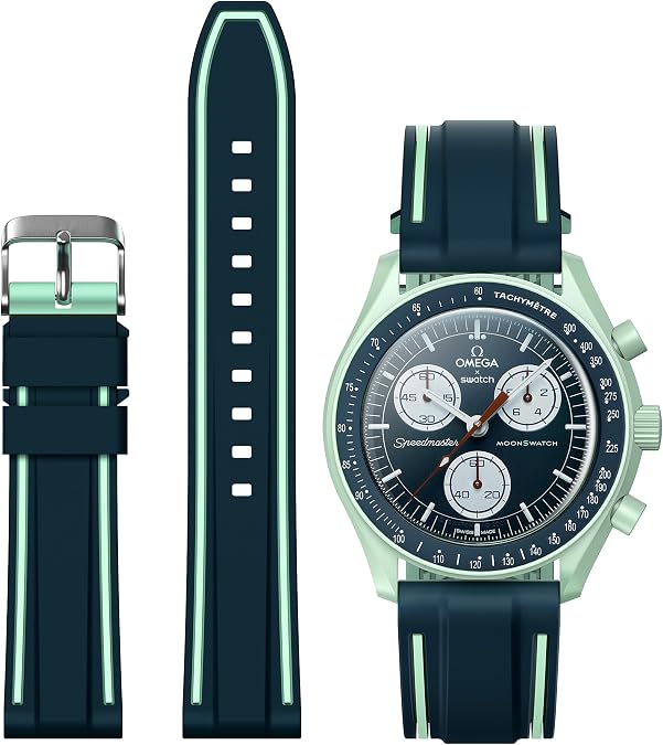 Stanchev Bands for Moonswatch Watch,Soft Silicone Strap Compatible with Omega x Swatch MoonSwatch Speedmaster 20mm Watch,Quick Release Waterproof Replacement Strap for Swatch Omega Men Women