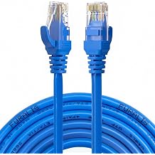 Cat6 Ethernet Kablosu (15 METRE) - 1000 Mbps’e Kadar Veri aktarımı - Fabrikasyon RJ45 Konnektörlü - Mavi