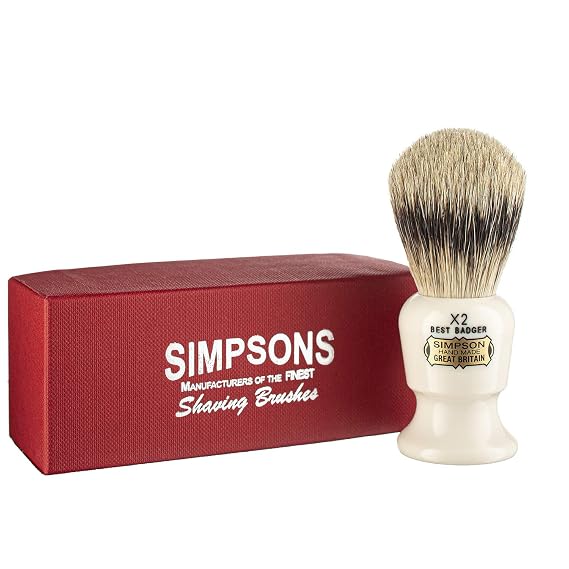 Commodore Best Badger Brush- Simpson Shaving Brushes - Faux Ivory Handle (X2 Best)