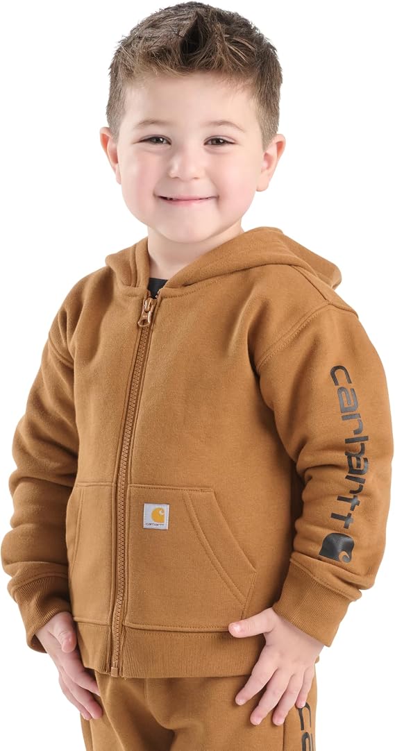 Carhartt Kids CP8675 Long Sleeve Full Zip Logo Sweatshirt - Boys