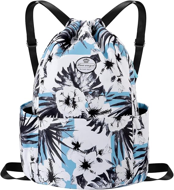 HUA ANGEL Drawstring Backpack Bag, Sport Gym Sackpack Lightweight Small Gym Bag for Men Women Pull String Sport Beach Bag