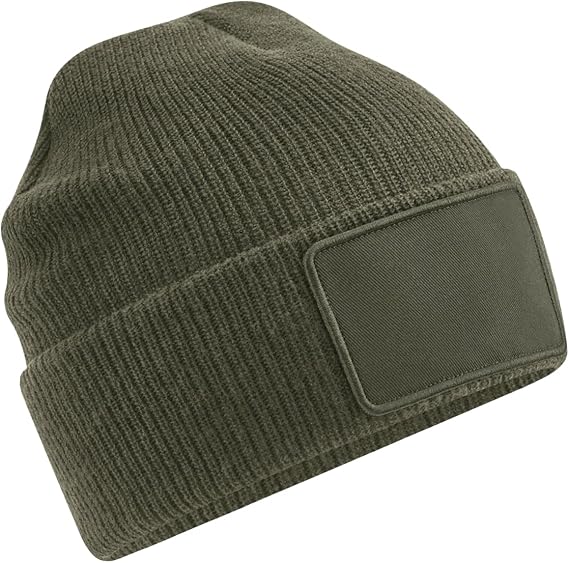 Beechfield Thinsulate Removable Patch Beanie (One Size) (Military Green)
