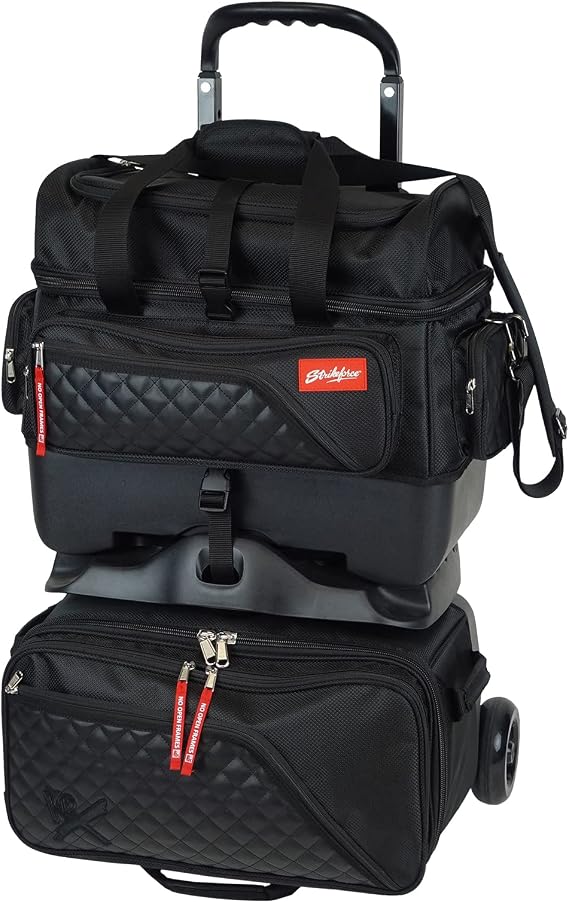 KR Strikeforce Diamond 4-Ball Roller Premium Bowling Bag Holds 4 Bowling Balls, Shoes and Accessory