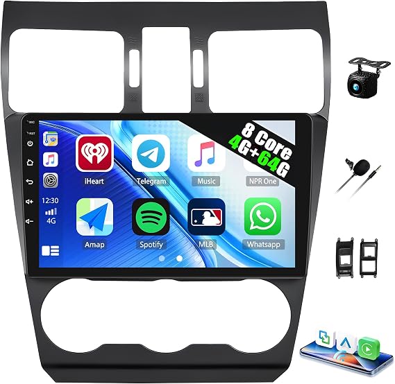 [Qualcomm 8 Core 4+64G] Car Radio for Subaru Forester Impreza WRX STi 2016-2018 with Wireless CarPlay Android Auto,9" Touchscreen Android 15 Car Stereo with Mirror Link WiFi/GPS,BT,FM/RDS+Rear Camera