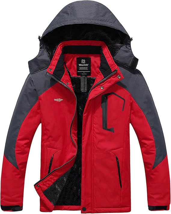 wantdo Men's Softshell Waterproof Polar Fleece Breathable Climbing Ski Coat