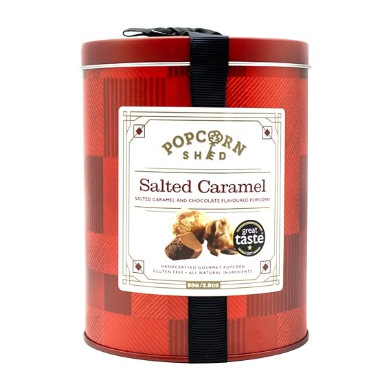 Salted Caramel Gourmet Popcorn Gift Tin, 2.8oz, Gift, Gift for Foodies, British Popcorn, Imported from UK
