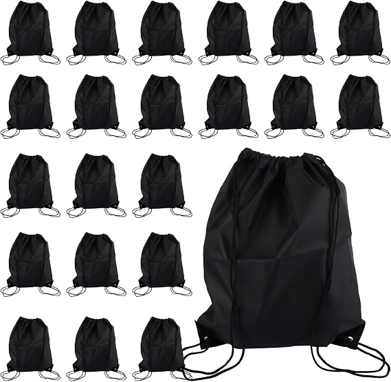 30 Pcs Drawstring Bag, Black PE Bags Drawstring, 34×42cm Drawstring Backpack Bags Sports Drawstring Bag for Gym Swimming School Travel