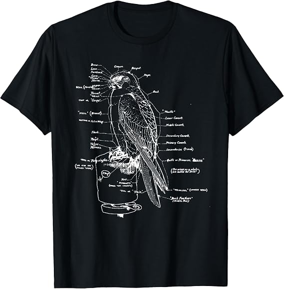 Labeled Falconry Diagram T-Shirt