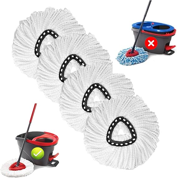 4PCS Spin Mop Replacement,100% Microfiber,Machine Washable,360 Rotation