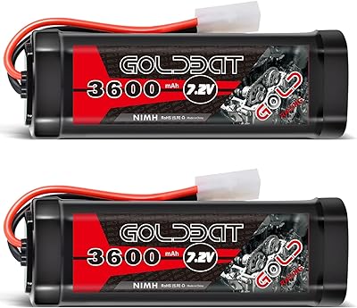 GOLDBAT 3600mAh 7.2V NiMH RC Battery with Tamiya Connector for for RC Evader BX Car Truck Truggy Buggy Tank Car Racing 3600-7.2V-Tamiya-2pack