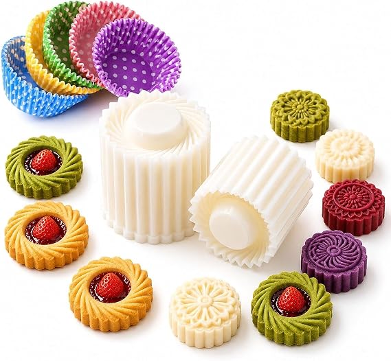 Sunflower Patterned Round Hand-Press Mooncake Double Ended Pastry Mold