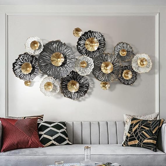CHROX 3D Metal Wall Art for Living Room, Light Luxury Home Sculpture Decor Handmade Metal Wall-Mounted Decor Sculpture for Bathroom Bedroom Kitchen,130 * 65CM