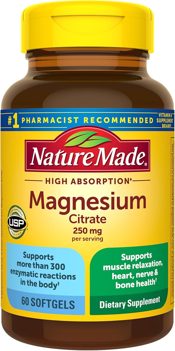 Nature Made Magnesium Citrate 250 mg per Serving, 60 Softgels