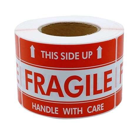 2" x 3" This Side UP Fragile Stickers Handle with Care (200 Stickers (Roll))