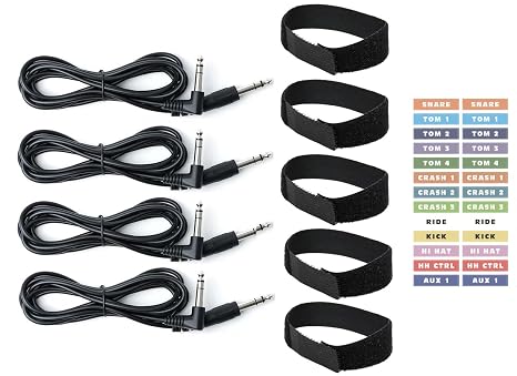 4 Cable Connection Kit Bundle for Alesis Strike Multipad Percussion Pad Aux Drums/Triggers