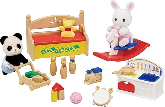 Sylvanian Families 5709 Baby's Toy Box Snow Rabbit & Panda Babies
