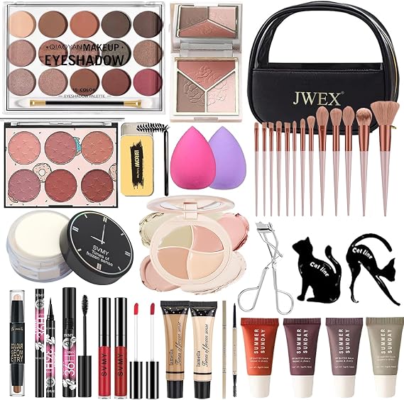 makeup set 37 Pcs All in One Makeup Kit for Women Full Kit, Makeup Gift Set Includes Eyeshadow Palette Contour Stick Eyebrow Soap Cosmetic Brush Make Up Gift Set for Women Teen(A204)