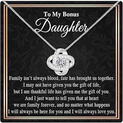 Larvincy Bonus Daughter Gifts from Stepdad Stepmom With Heartfelt Message & Elegant Box - Jewelry Gifts For Stepdaughter, To My Bonus Daughter Necklace On Birthday Graduation Wedding Christmas & More