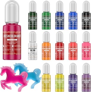 15 Colors Epoxy Pigment, Non-Toxic Epoxy Resin Dye Colorant for Resin Coloring, Resin Art Jewelry Crafts DIY Making (Each 0.35oz)