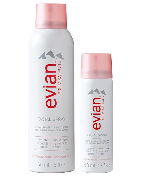 Evian Facial Spray Weekender Kit - Hydrating Mineral Water Mist for Face & Skin - Refreshes Makeup, Sets, Tones - Travel-Friendly Size for Weekend Hydration and Skincare Essentials
