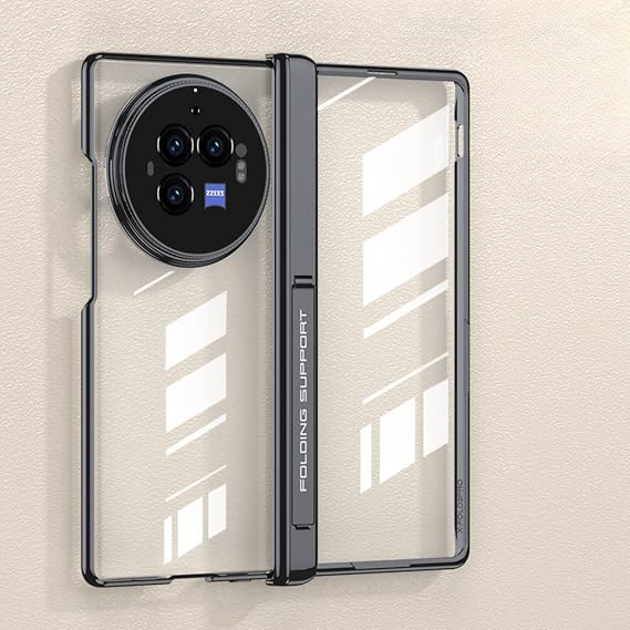Case for vivo X Fold3, Crystal Clear and Stylish Case with Built-in Screen Protector and Shockproof Design, PC Transparently Case (Black,for vivo X Fold3 Pro)