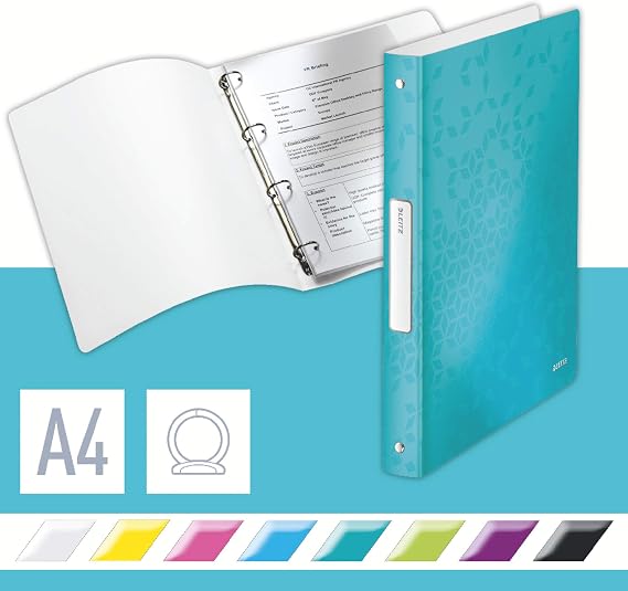 Leitz "WOW" A4 3.2 cm Spine PP Ring Binder - Ice Blue