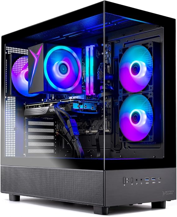 Skytech Gaming Azure 3 Gaming PC, AMD Ryzen 5 7600 3.8GHz, NVIDIA RTX 5060, 1TB NVMe SSD, 32GB DDR5 RAM 6000, 650W Gold PSU, Wi-Fi, Win 11, Desktop