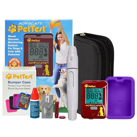 Expert's Pet Glucose Monitoring Kit & Purple Bumper Case for Dogs & Cats, with Classic Glucose Meter, Silicon Case, Test Strips, Lancing Device, Lancets & More