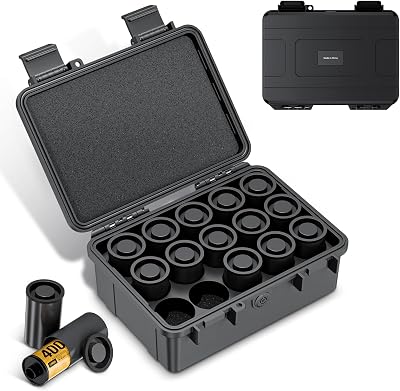 JJC Sturdy Secure 35mm Film Case Canister Holder with 15 Rolls Film Canister,IP67 Waterproof 35mm Film Container for 15 Rolls135 Film