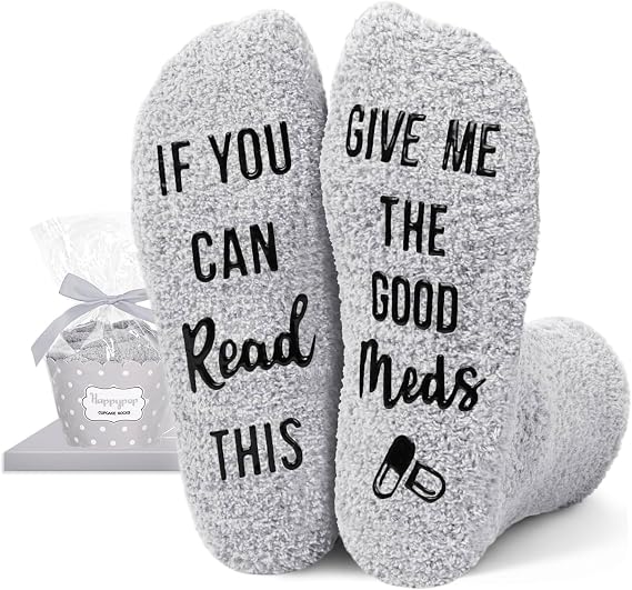 HAPPYPOP Get Well Gifts for Men - after Surgery Socks Motivational Gifts Gray
