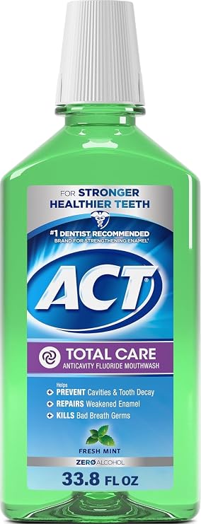 ACT Total Care Zero Alcohol Anticavity Fluoride Mouthwash 33.8 fl. oz. Fresh Mint