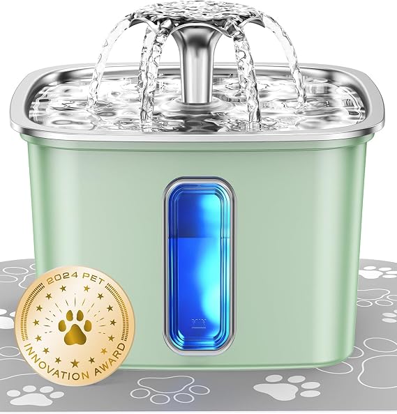 Veken Innovation Award Winner Stainless Steel Cat Water Fountain, 108oz, C1
