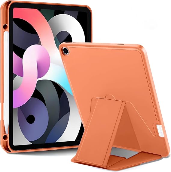 Babilden iPad Tablet İle Uyumlu Kılıf Lüks Kadife İç Kaplamalı Suni Deri Mıknatıslı Standlı Tablet Arka Kapak (Turuncu, iPad 9.Nesil 10.2 İnch)