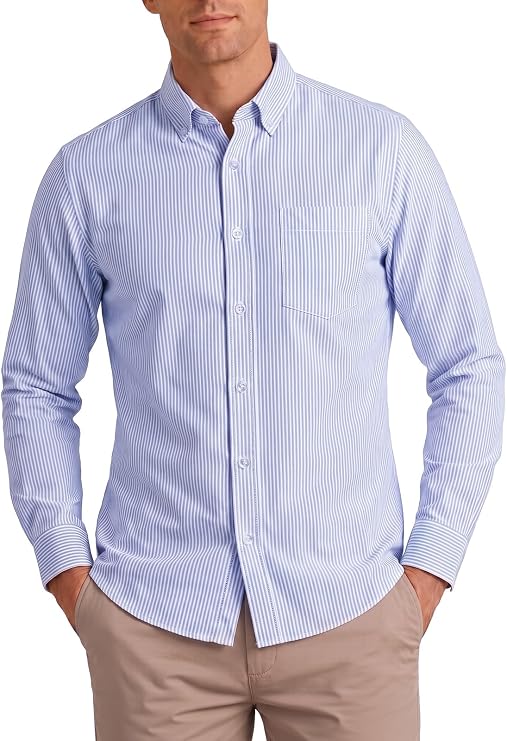 Runcati Men's Button Down Striped Shirt
