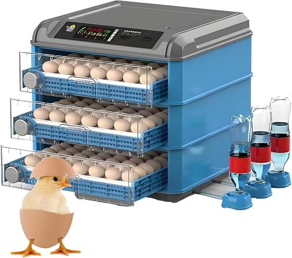 128 Egg Incubator Fully Automatic Poultry Hatcher with Auto Turner, Temperature & Humidity Control, Digital LED Screen for Hatching Chicken Duck Quail Eggs Home Farm