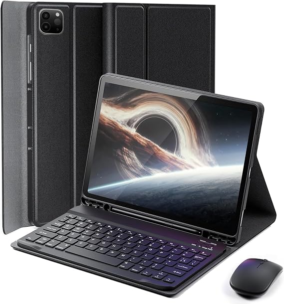 TUNKARMOR for iPad Air 13 inch (M4-2026, M3-2025, M2-2024) Case Keyboard and iPad Pro 12.9 inch (6th, 5th, 4th, 3rd Generation) Keyboard Case Built-in Pencil Holder with Mouse - Black