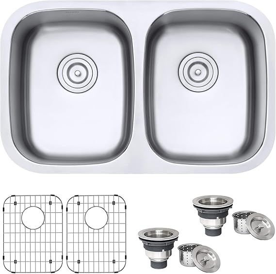 Ruvati 29-in 16-Gauge 50/50 Undermount Double Bowl Sink - RVM4301