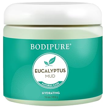 Bodipure Eucalyptus Mud Mask for Body - Rich in Eucalyptus, and Active Mud to Firm and Rehydrate Skin - Spa Quality Mud Moisturizing, and Cooling Skin, 16 Ounce