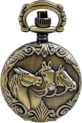 JewelryWe Vintage Pocket Watch Steampunk Round Analog Quartz Watch Retro Pendant Necklace with Chain for Valentines Day