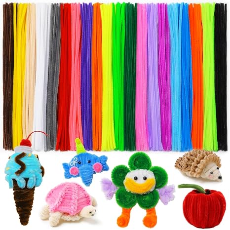 200 PCS Pipe Cleaners, 20 Colors Pipe Cleaners for Crafts, Arts and Crafts Supplies for DIY, Decorations (Multi-colored)